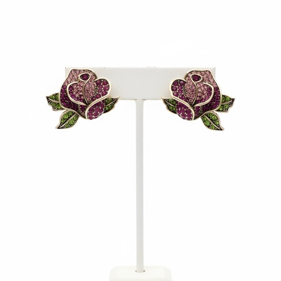 Heidi Daus Jewelry - ✨2 for $30✨ Fairycore Rose Pavé Earrings (Gold Tone)